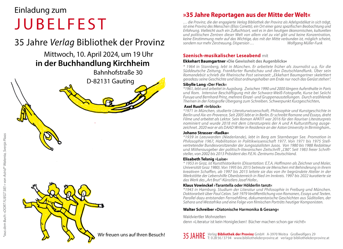 Plakat Jubelfest 35 Jahre Verlag Bibliothek der Provinz